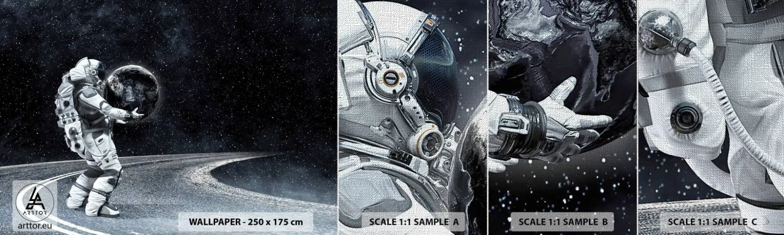 Provbit av fototapet Premium Canvas - På Vintergatan - Kosmos, Astronaut, Fantasi - 100x30 cm