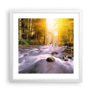 Affisch i vit ram - Malakit i silver-guld infattning - 40x40 cm