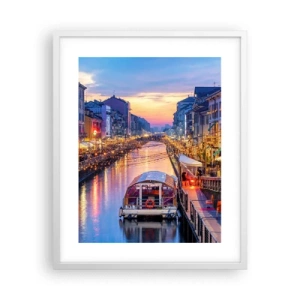 Affisch i vit ram - Ljusets och nöjets kväll - 40x50 cm