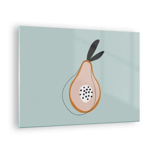 Glastavla - Bild på glas - Abstrakt illustration av ett päron i minimalistisk stil - 70x50cm - Att tränga in i sakens natur - Modern väggdekoration för vardagsrum och sovrum ARTTOR