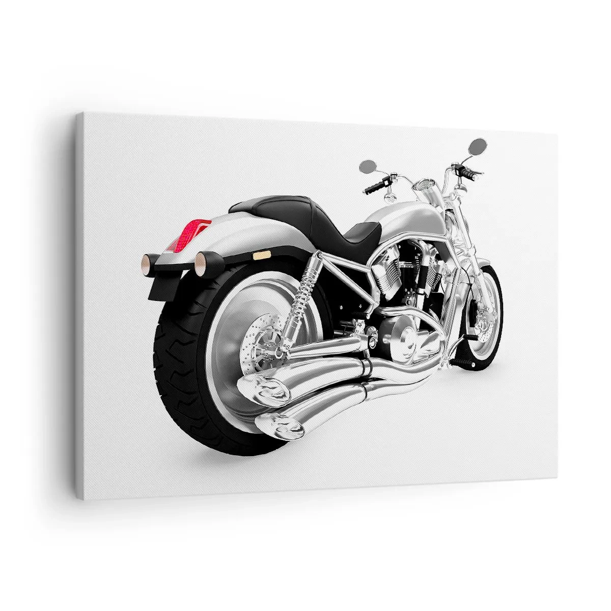 Canvastavla - Bild på duk - Krom motorcykel på vit bakgrund - 70x50cm - Samlarens dröm - Modern väggdekoration för vardagsrum och sovrum ARTTOR