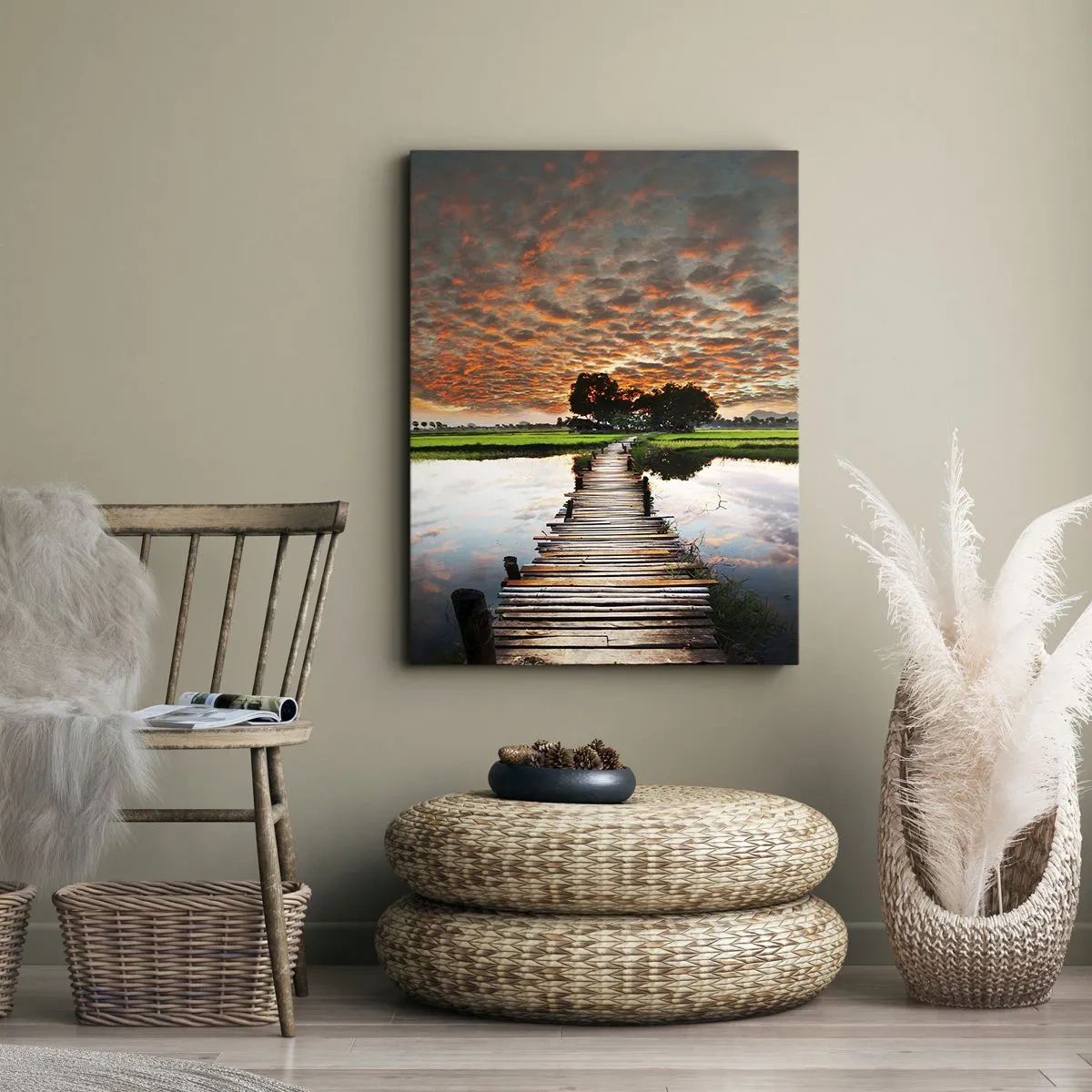 Canvastavla - Bild på duk - Fäll ut armarna - andas  - 70x100 cm