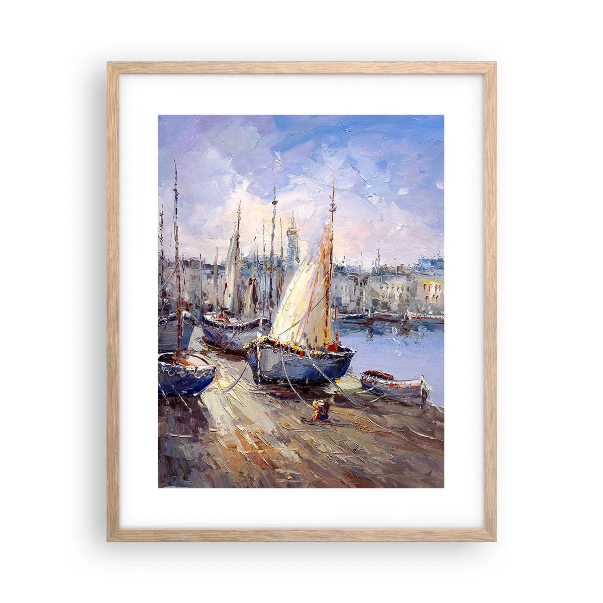 Affisch i ram av ljusek - Stad vid viken - 40x50 cm