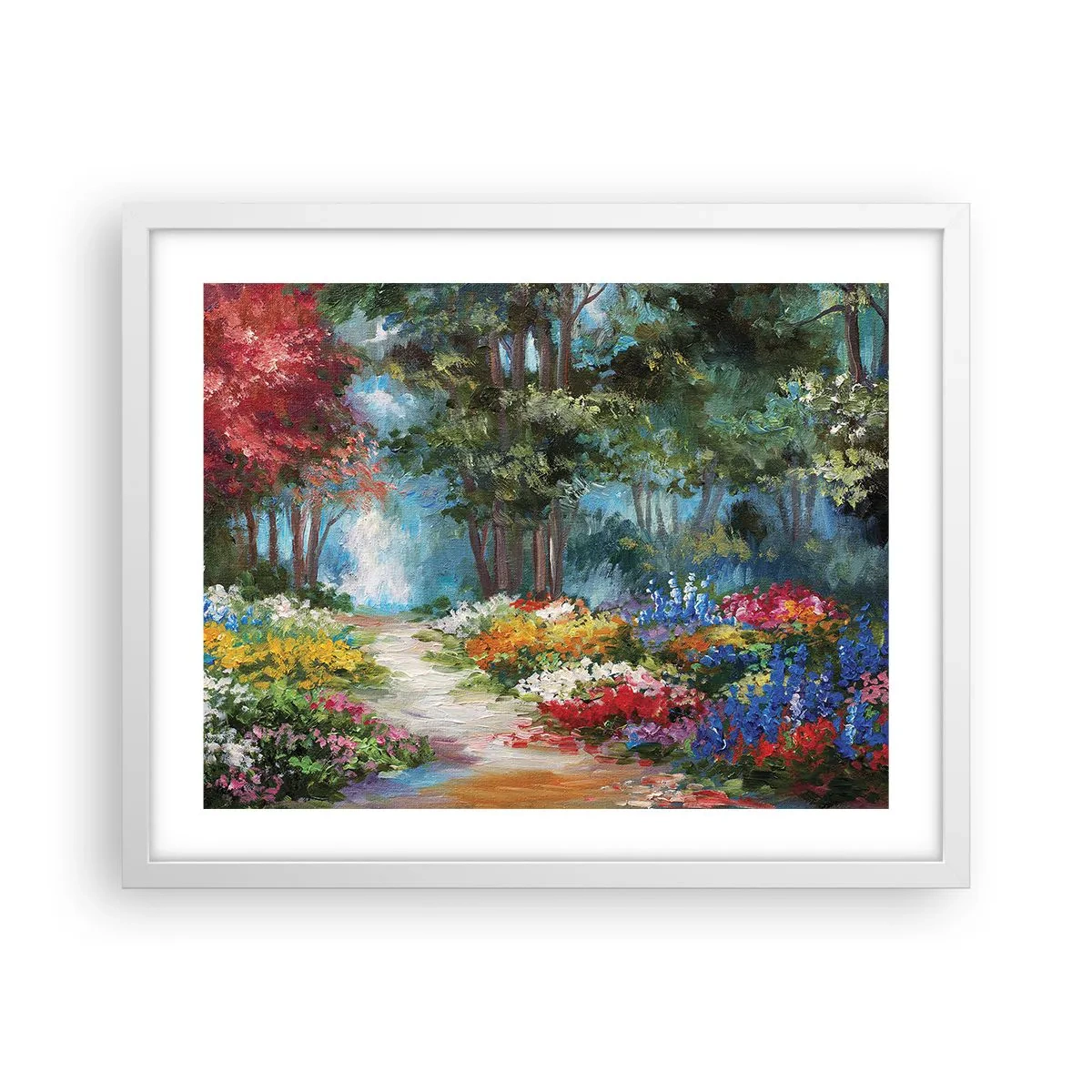 Affisch i vit ram - Skogsträdgård, blomskog - 50x40 cm
