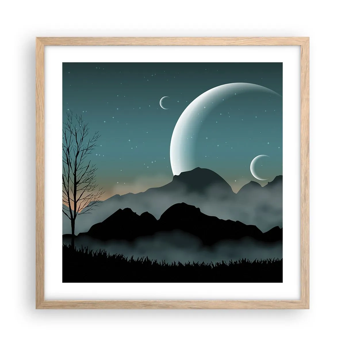 Affisch i ram av ljusek - Stjärniga nattens karneval - 50x50 cm