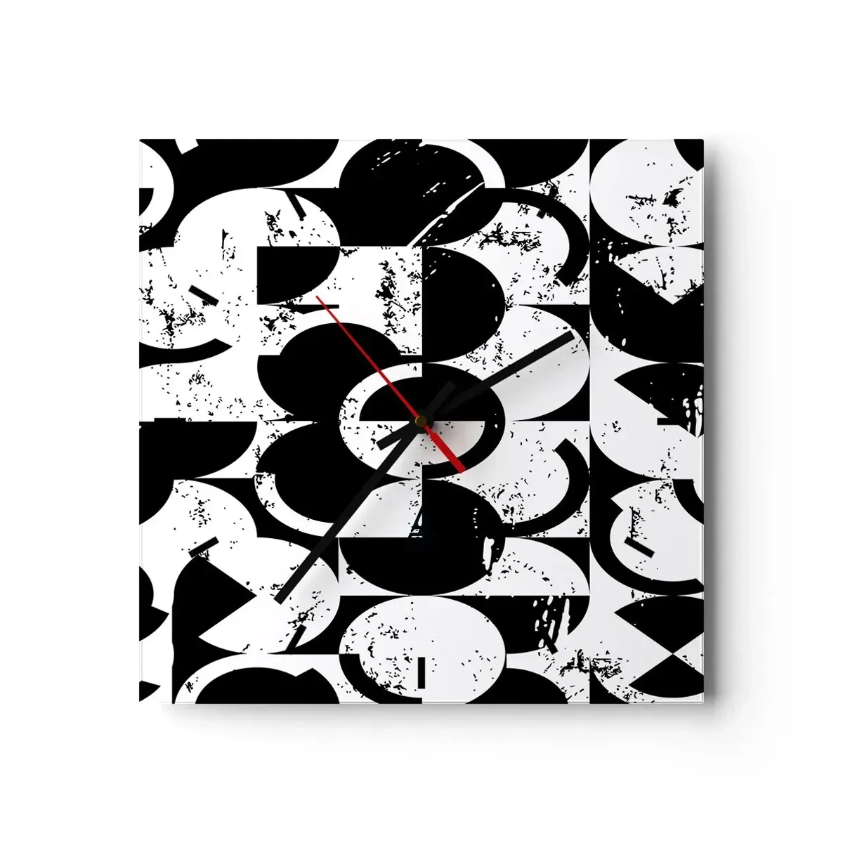 Väggklocka - Klocka på glas - Vit är vit och svart är svart - 30x30 cm
