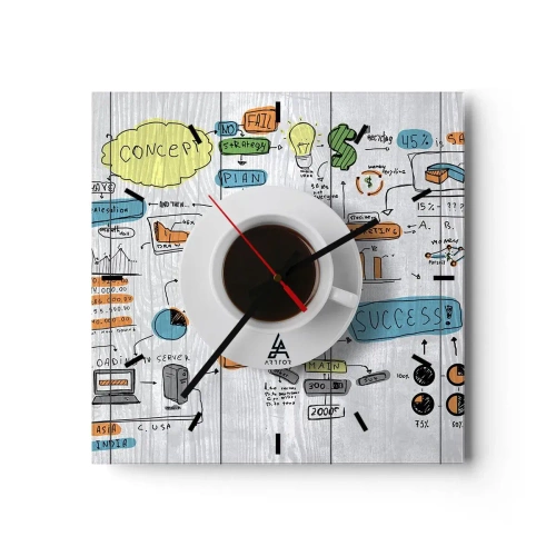 Väggklocka - Klocka på glas - Rastdags - 40x40 cm