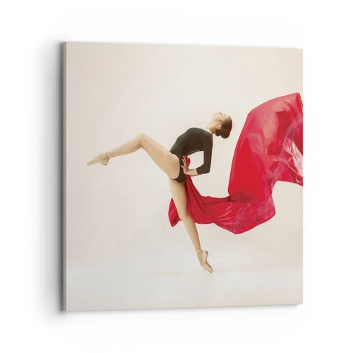 Canvastavla - Bild på duk - Röd och svart - 70x70 cm