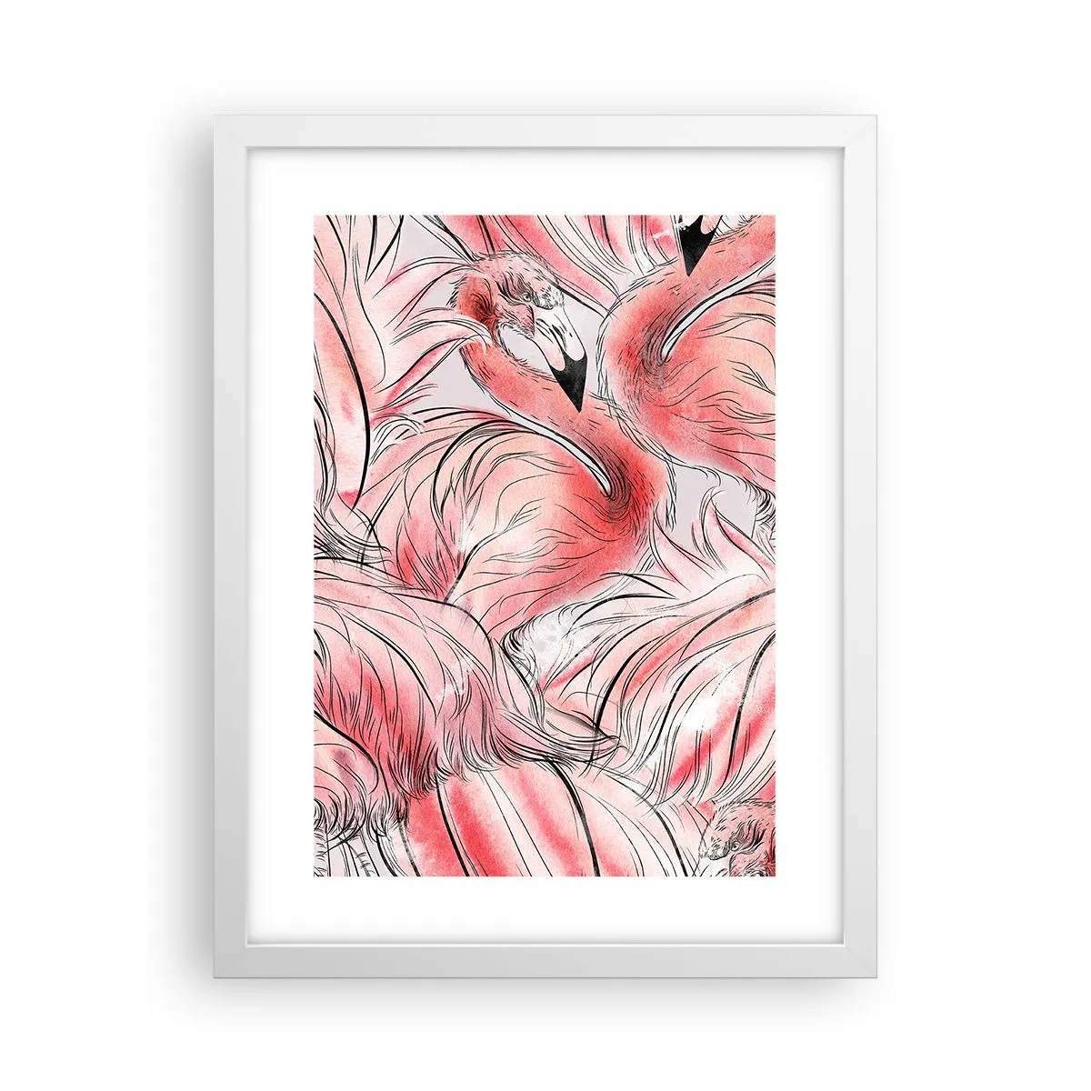 Affisch i vit ram - Fåglarnas corps de ballet - 30x40 cm