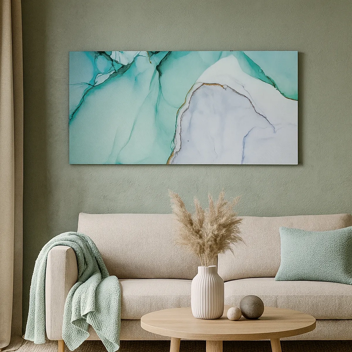 Canvastavla - Bild på duk - En studie i turkos - 30x30 cm