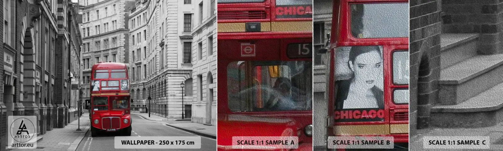 Provbit av fototapet Premium Sand - Vardagen behöver inte vara grå - Stad, London, Arkitektur - 100x30 cm