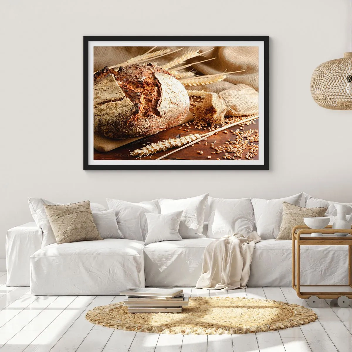 Affisch i svart ram - Aptitlig, doftande, knaprig - 100x70 cm