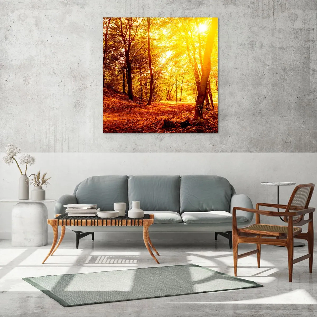 Glastavla - Bild på glas - Mot guldgläntan - 50x50 cm