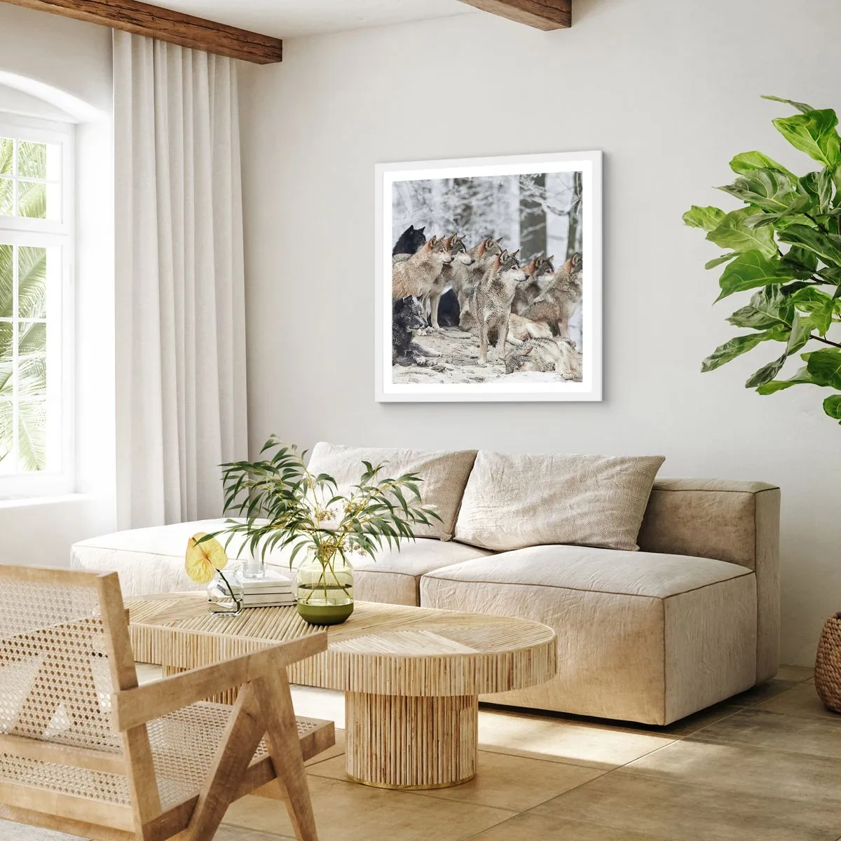 Affisch i vit ram - Familj och vänner - 60x60 cm