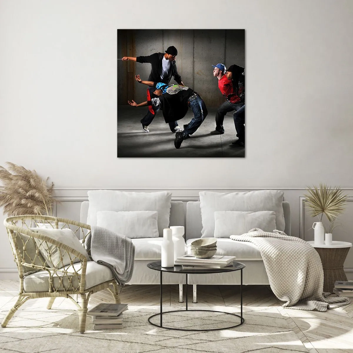Glastavla - Bild på glas - Dansar med gatuvinden - 30x30 cm