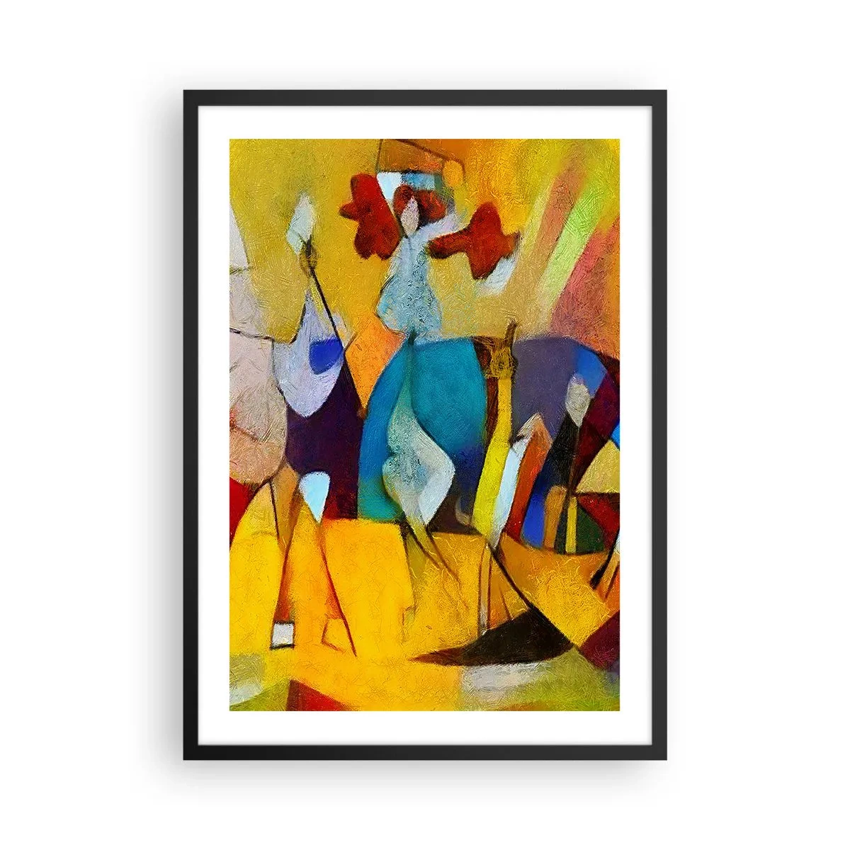Affisch i svart ram - Färgglada figurer i abstrakt stil - 50x70cm - Sol - liv -glädje - Modern väggdekoration för vardagsrum och sovrum ARTTOR