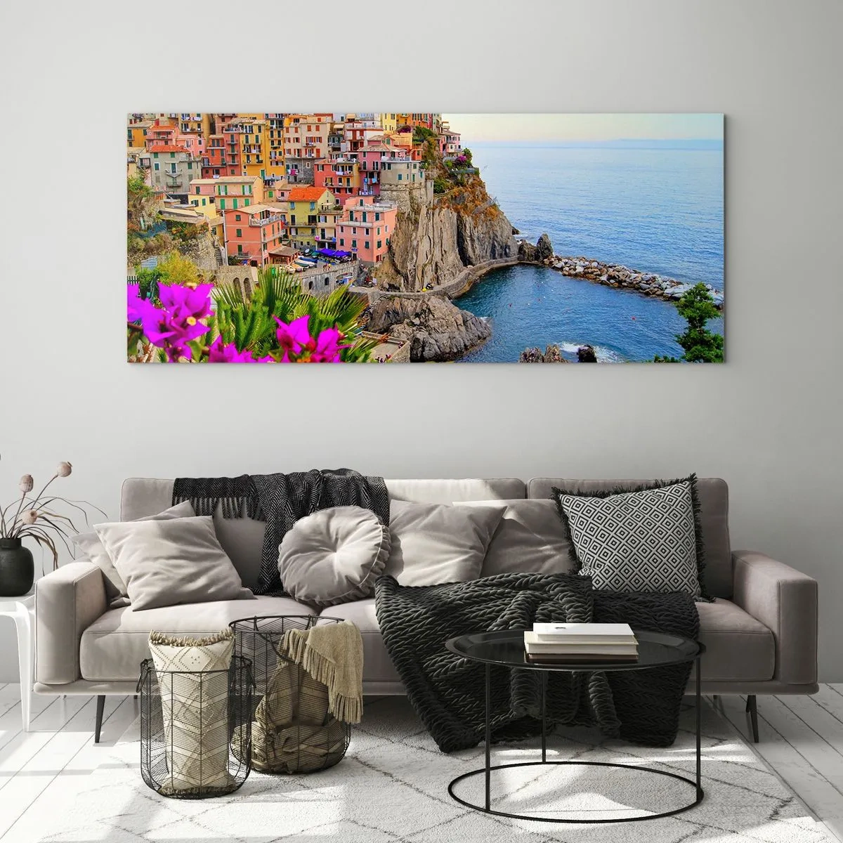 Glastavla - Bild på glas - Skrattande stad - 100x40 cm