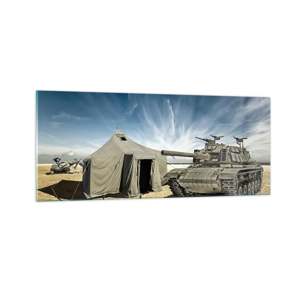 Glastavla - Bild på glas - Militär dröm - 100x40 cm