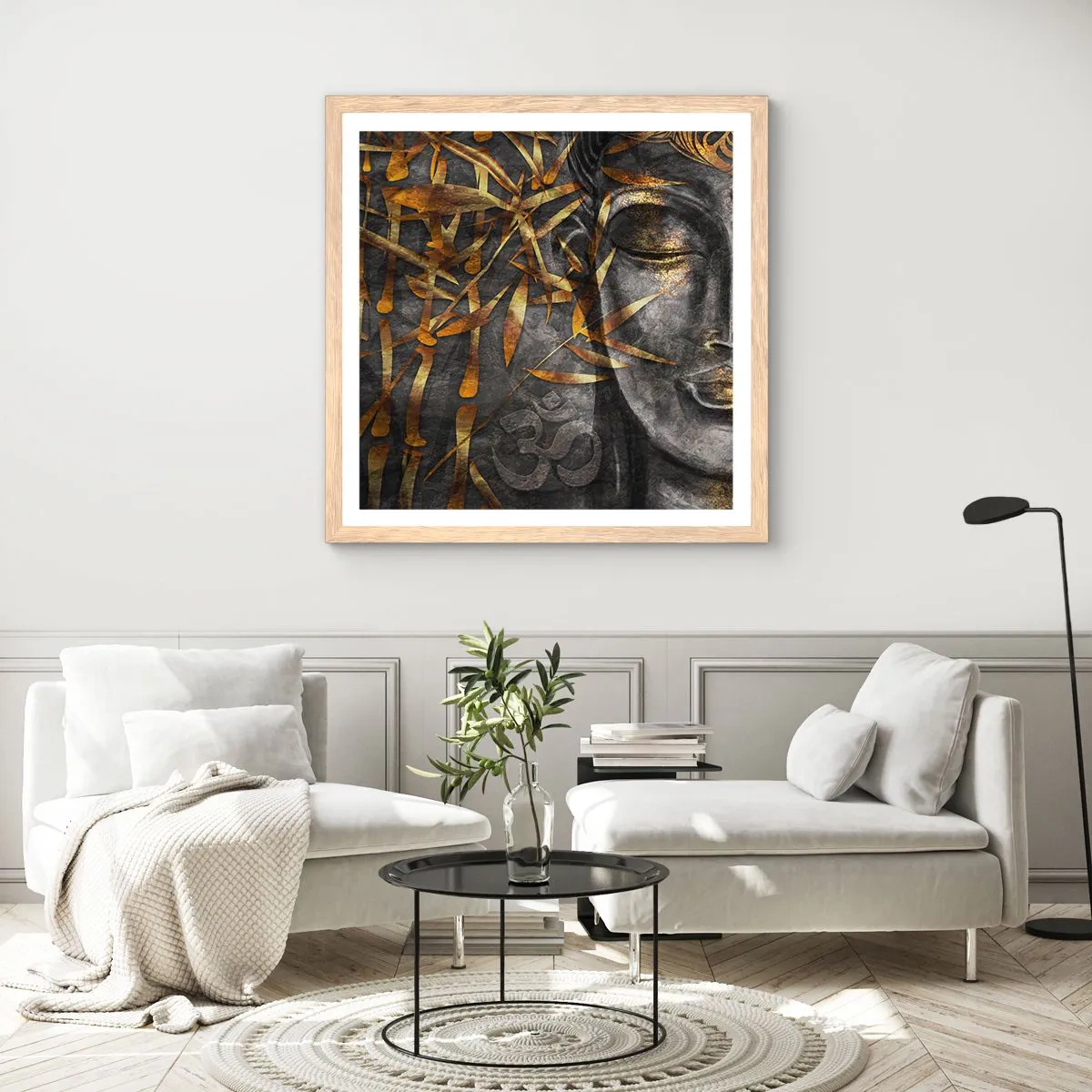 Affisch i ram av ljusek - Känn lugnet - 60x60 cm