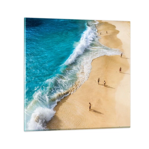 Glastavla - Bild på glas - Och sedan solen, stranden... - 30x30 cm