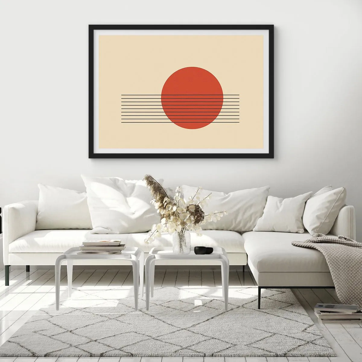 Affisch i svart ram - Cirkel och linjer - 50x40 cm