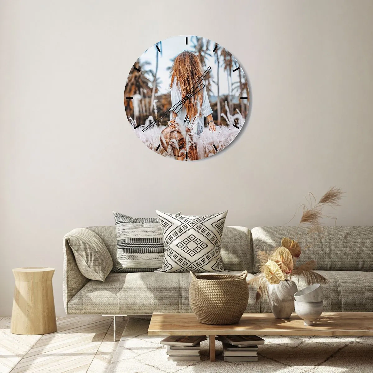 Väggklocka - Klocka på glas - Född ur gräsdun - 30x30 cm