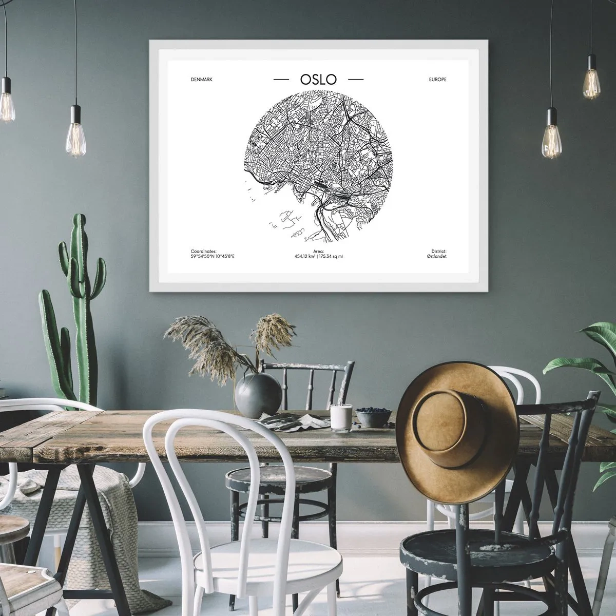 Affisch i vit ram - Oslos anatomi - 100x70 cm