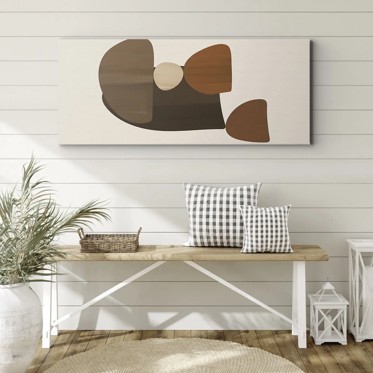 Canvastavla - Bild på duk - Komposition i brun - 100x40 cm