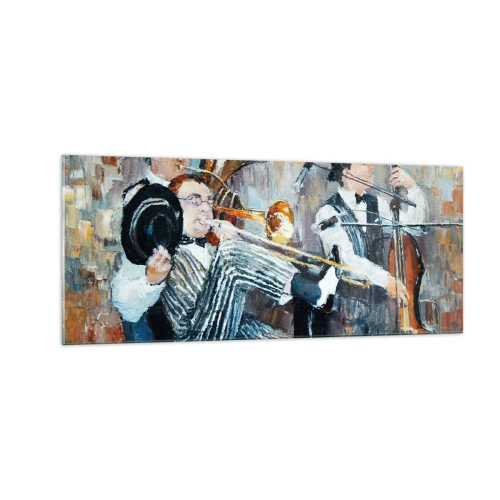 Glastavla - Bild på glas - Hela den jazzmusiken - 100x40 cm