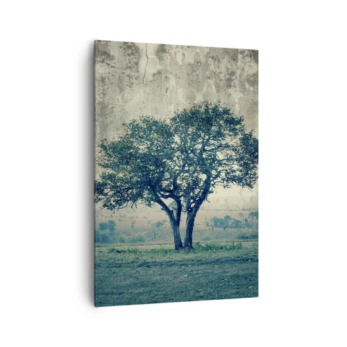 Canvastavla - Bild på duk - Äppelträd på blå betesmark? - 70x100 cm