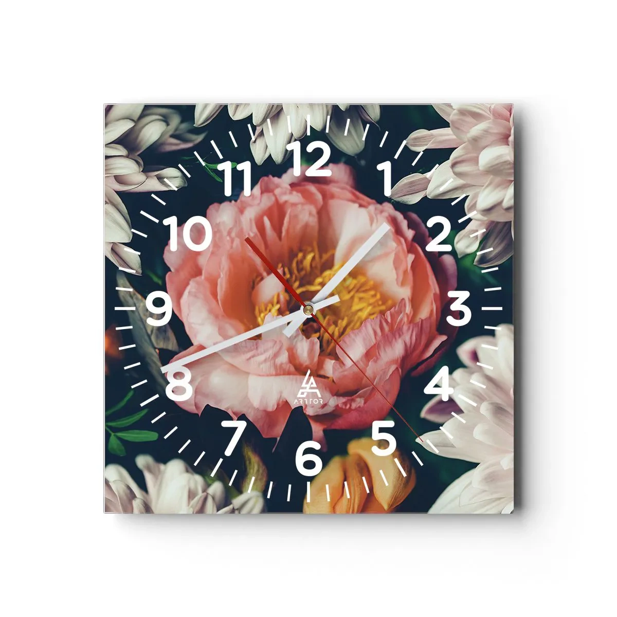 Väggklocka - Klocka på glas - Med barockprakt - 40x40 cm