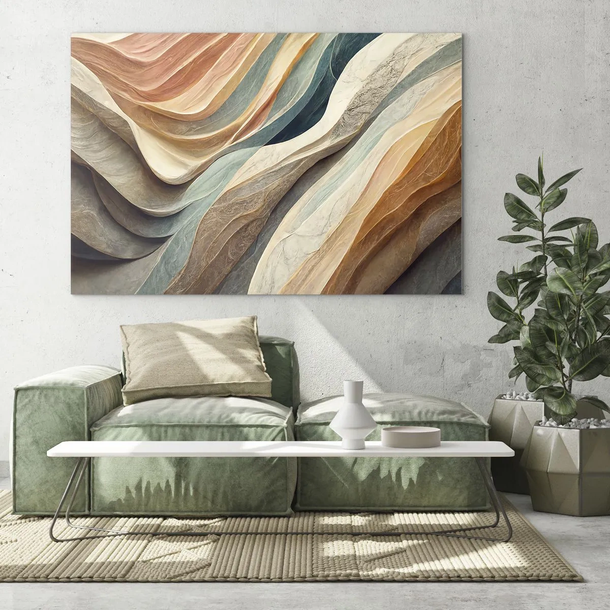 Glastavla - Bild på glas - Färgglada lager som liknar sten- och sandveck - 70x50cm - Ögonblick före förändring - Modern väggdekoration för vardagsrum och sovrum ARTTOR