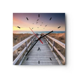 Väggklocka - Klocka på glas - Startbana - 30x30 cm