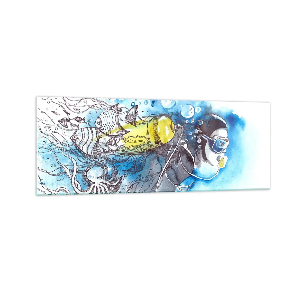 Glastavla - Bild på glas - Det stora blåa - 140x50 cm