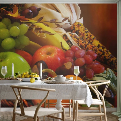 Fototapet Premium Canvas - Överflödets korg - Gastronomi, Frukt, Grönsaker - 400x280 cm