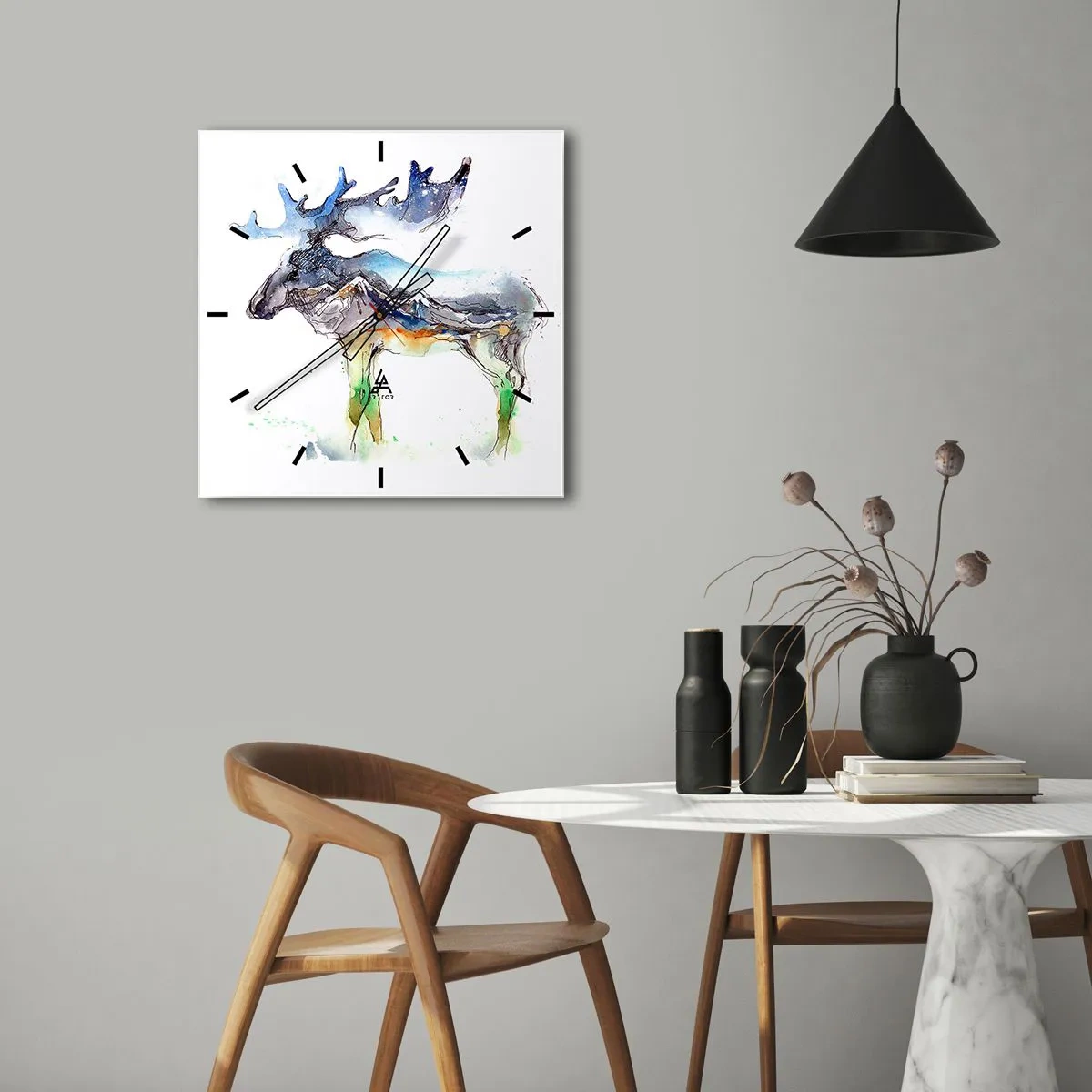 Väggklocka - Klocka på glas - Vintersagans figur - 40x40 cm