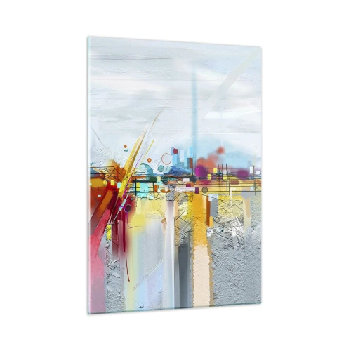 Glastavla - Bild på glas - Glädjens bro över livets flod - 50x70 cm
