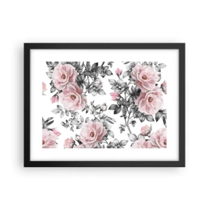 Affisch i svart ram - Tappa sig i rosblommorna - 40x30 cm