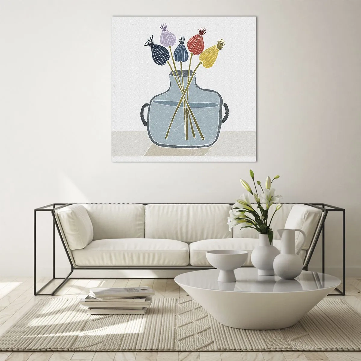 Glastavla - Bild på glas - Vallmovas - 50x50 cm