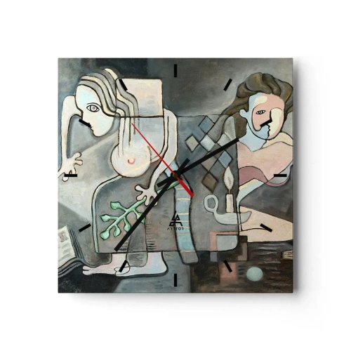 Väggklocka - Klocka på glas - Själens och materias mosaik - 40x40 cm