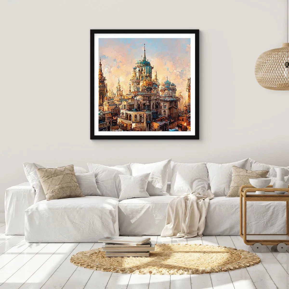 Affisch i svart ram - Städernas stad - 50x50 cm