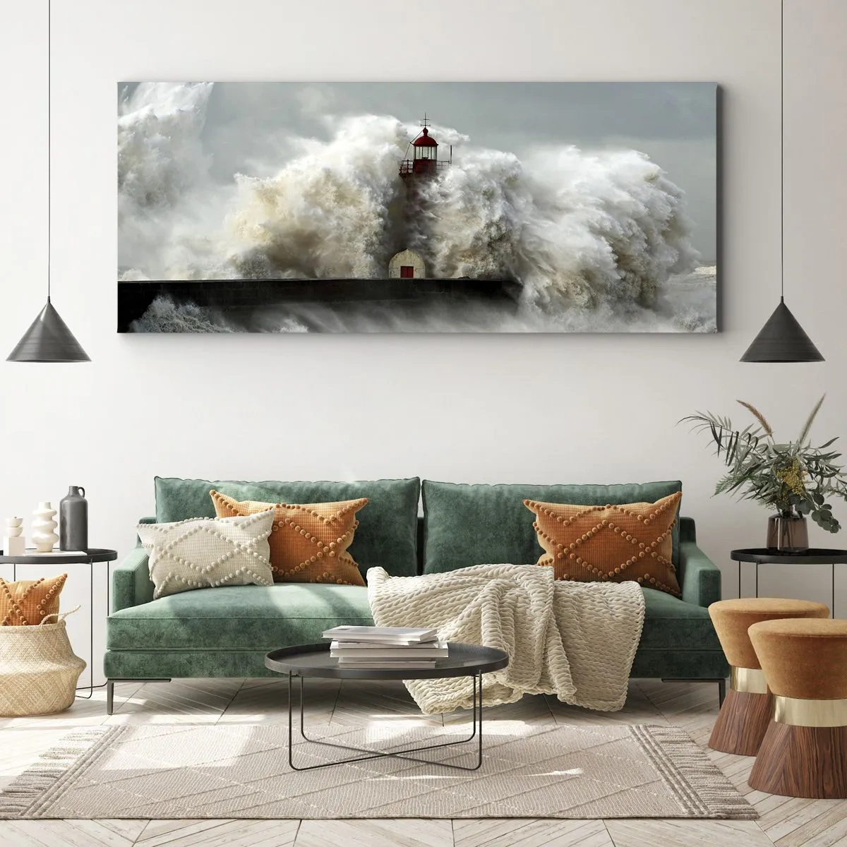 Canvastavla - Bild på duk - Havets ilska - 160x50 cm