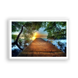 Affisch i vit ram - Sakta ner, sätt dig - 91x61 cm