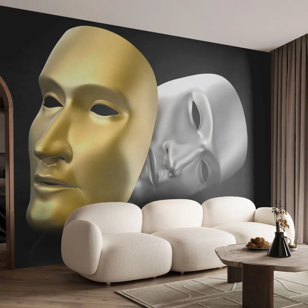 Fototapet Premium Sand - Livet är teater - Huva, Bit, Teater - 500x350 cm