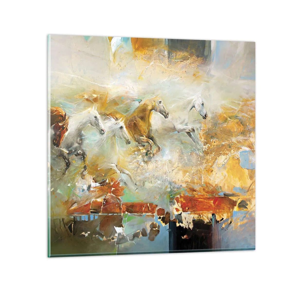 Glastavla - Bild på glas - Galopp genom ljuset - 30x30 cm