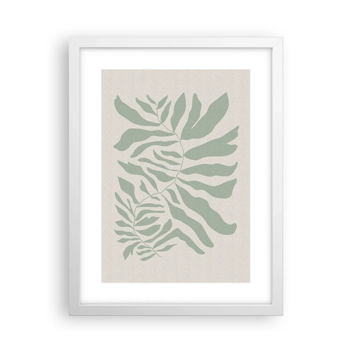 Affisch i vit ram - Smaragdgrön gren - 30x40 cm