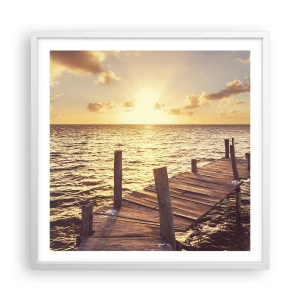Affisch i vit ram - Gyllene mildhetslandskap - 60x60 cm