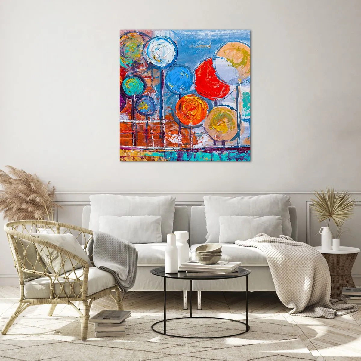 Glastavla - Bild på glas - Slickepinnar - 70x70 cm