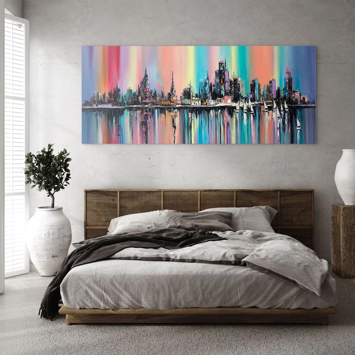 Glastavla - Bild på glas - Nattens ljus - 120x50 cm