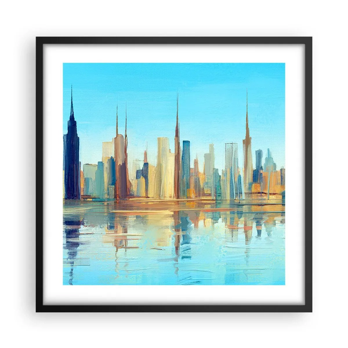 Affisch i svart ram - Solig metropol - 50x50 cm